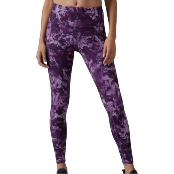 Athleta Rainier Tight Legging Spliced Floral Basalt Violet Purple Large NWOT - Picture 1 of 11
